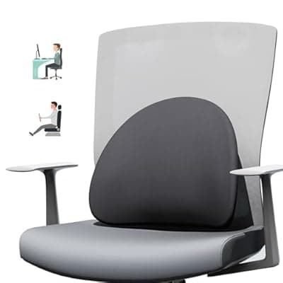 MXPOLY Lumbar Support Pillow for Office Chair and Car with All-Season Adaptive Memory Foam, Ergonomic Back Support for Lower Back Pain Relief, Stay-Put Stain-Proof Silicone Grip (Black)