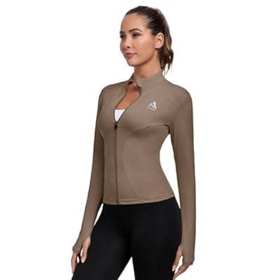AURVAE Women's Workout Jacket, Womens Cropped Lightweight Running Jackets, Zip Slim Fit Athletic Tops for Gym, Yoga, Jogging