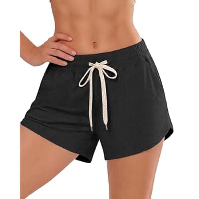 [iceROSE] iceROSE Athletic Shorts for Women - High Waisted Black Running SweatShorts Summer Drawstring with Pockets for Workout Lounge