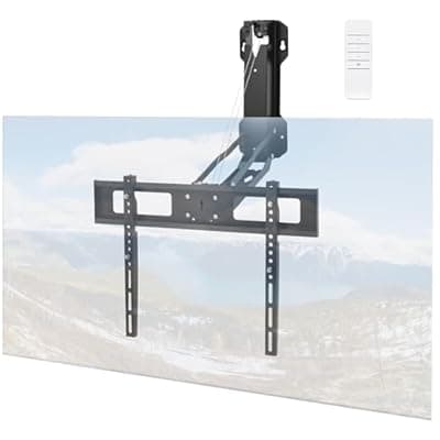 [Roboticious] Motorized Fireplace TV Wall Mount for 32 to 75 inch Screen up to 88 lbs, Drop Down TV Mount Height-Adjustable, Black