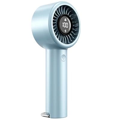 [CRISLEX] Portable Mini Handheld Fan Turbo, USB Rechargeable Electric High Speed Personal Hand Held Fan, 5 Speeds, LED Display, Battery Operated, Lightweight Small Size, Gift for Womens, Mens, Makeup, Travel