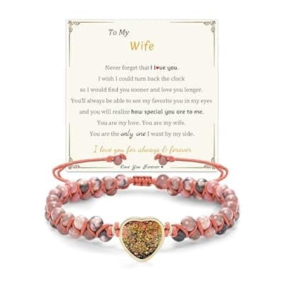 Sistble Gifts for Daughter Granddaughter Valentines Day Gifts for Her To My Mom Grandma Wife Girlfriend Sister Jasper Heart Bracelets Birthday Anniversary Christmas Stocking Stuffers Jewelry for Women