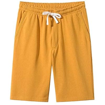 VANCOOG Men’s Casual Cotton Knit Short Drawstring Elastic Jogger Gym Shorts