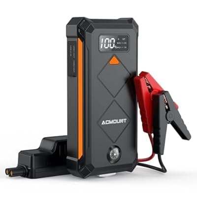 Acmount P110 Car Jump Starter, 5000A Peak Lithium Jump Starter Battery Pack for Up to 10.0L Gas or 8.0L Diesel Engine, Safe 12V Portable Battery Starter Power Pack with LED Screen & LED Light - Orange