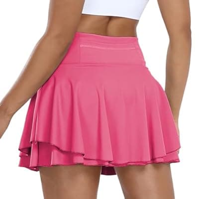 [Tivifox] Tivifox Mini Skirts for Women Athletic Womens Tennis Skorts Stretchy Ruffled Skirt with Pockets for Casual Trendy Summer