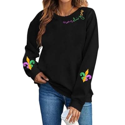 Wakefulness Youth Sweatshirts for Women Graphic Long Sleeve Fat Tuesday Crewneck Pullover Top