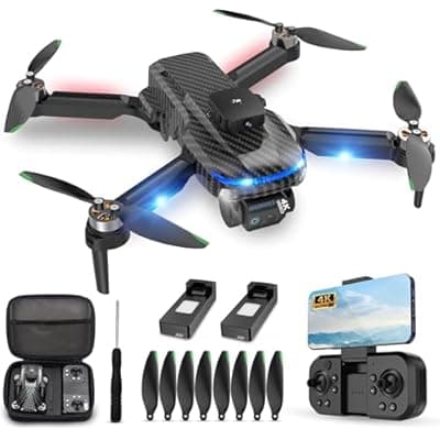 [MSMV] 4K Drones with Camera for Kids,Drones for Adults withEmergency Stop, Headless Mode, 360° Flips, CarryingCase & 2 Batteries,Wireless RC Toys for Boys Girls(Black)