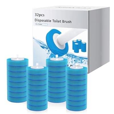 Redagod 32-Piece Electric Toilet Brush Replacement Heads Kit with Hard Nylon&TPU Silicone Brush Heads,Sponge Pads&Cleaner,Excludes Machine