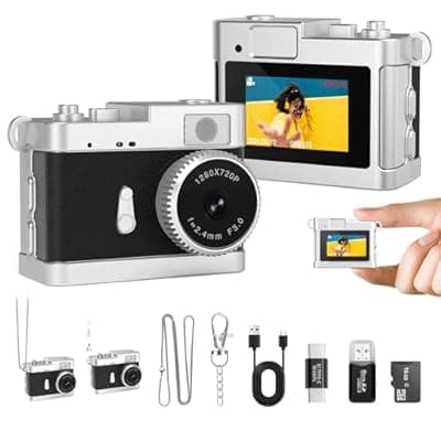 Keychain Camera, 16GB Mini Digital Camera with Built-in Flash & Retro Filters, Pocket Mini Camera for Travel, Vlogging, Birthday Valentine Gifts