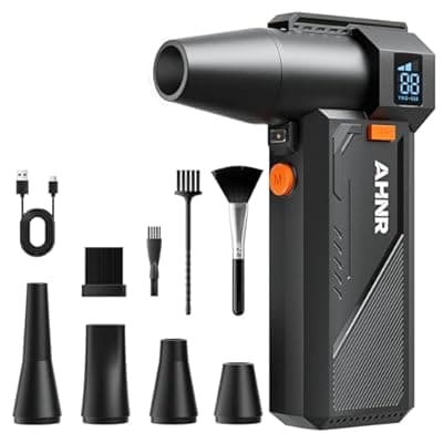 [AHNR] AHNR Compressed Air Duster, 160,000RPM Powerful Electric Air Duster Blower Rechargeable with Brushless Motor, 3-Gear Adjustable Mini Air Blower Cordless for Computer, Keyboard, Home, Outdoor and Car
