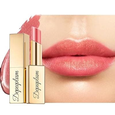 [Depuplum] Depuplum Nude Pink Red Shimmer Lipstick for Women Moisture Tinted Lip Balm Nourish Nude Lip Gloss Glitter Lip Stick (ZG120 Peace -Rose Nude)