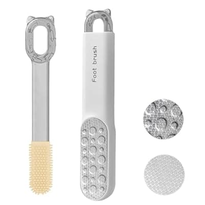 Double-Sided Stainless Steel Foot File, Foot Callus Remover & Foot Scrubber, Professional At-Home Pedicure Tool for Dry & Wet Feet, Hard Skin & Corn Remover, White (Home Salon Use)