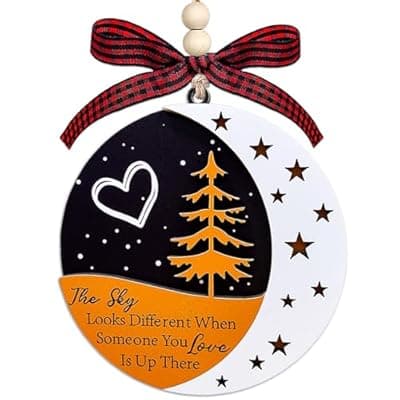 [JZILU] Memorial Ornaments, Memory Ornament, Wooden Christmas in Heaven Ornament, Memorial Gifts for Loss of Mother Father, in Loving Memory Gift, Sympathy Gifts for Loss of Loved One