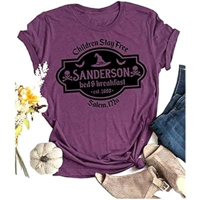 [TUEIwiwo] Hocus Pocus Shirt Womens Sanderson Sisters T-Shirts for Women Classic Halloween Movie Graphic Tee Tops