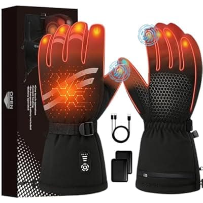 Heated Gloves for Men Women Rechargeable, Electric Heated Hand Warm Winter Ski Gloves with 7.6V Fast Heating 19.76Wh, Touchscreen, Waterproof for Working Hiking Camping Skiing Arthritis Raynaud