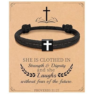 [Sistble] Sistble Easter Gifts, Easter Basket Stuffers Christian Gifts Cross Bracelet for Men Handmade Braided Rope Bracelet Bible Verse Baptism First Communion Confirmation Gift for Teenage Boys Girls
