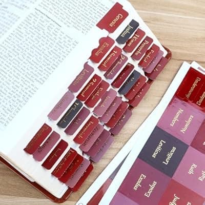 [DOMMARE] Bible Tabs for Women, 90 Pieces Index Tabs Bible Accessories, Gold Foil Embossed Waterproof Bookmarks Study Supplies Guide Kit, Baptism Christian Gifts for Men Beginner Easy to Read